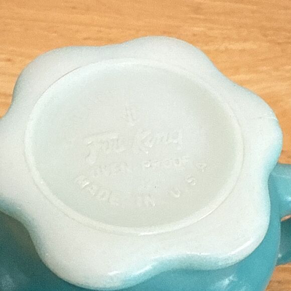 Fire King Turquoise Blue Scalloped Footed Mug - Picture 5 of 10